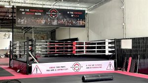 sàn đài boxing ring 6x6m baria combat club