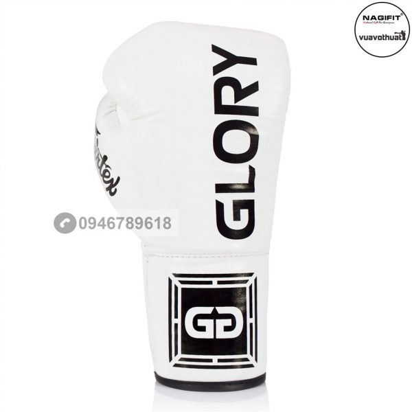 Gang Tay boxing Fairtex Bglg1 X Glory Competition Gloves White Lace up 1