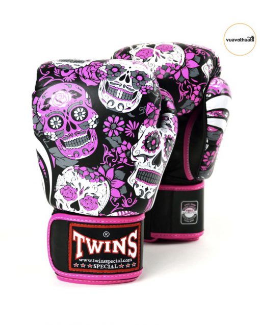 Găng tay Twins Skull FBGVL3-53 Los Muertes Boxing Gloves | Tím Pink